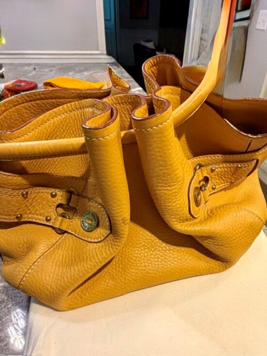 Cole Haan Handbags - Cole Haan Village Classics pebbled leather tote satchel handbag in a mustard ye